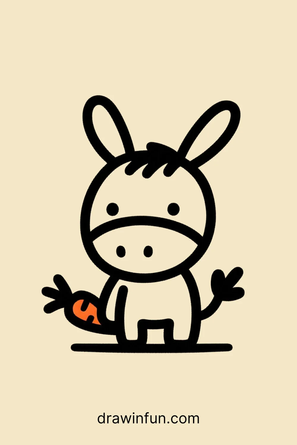 Donkey with a Carrot easy drawing