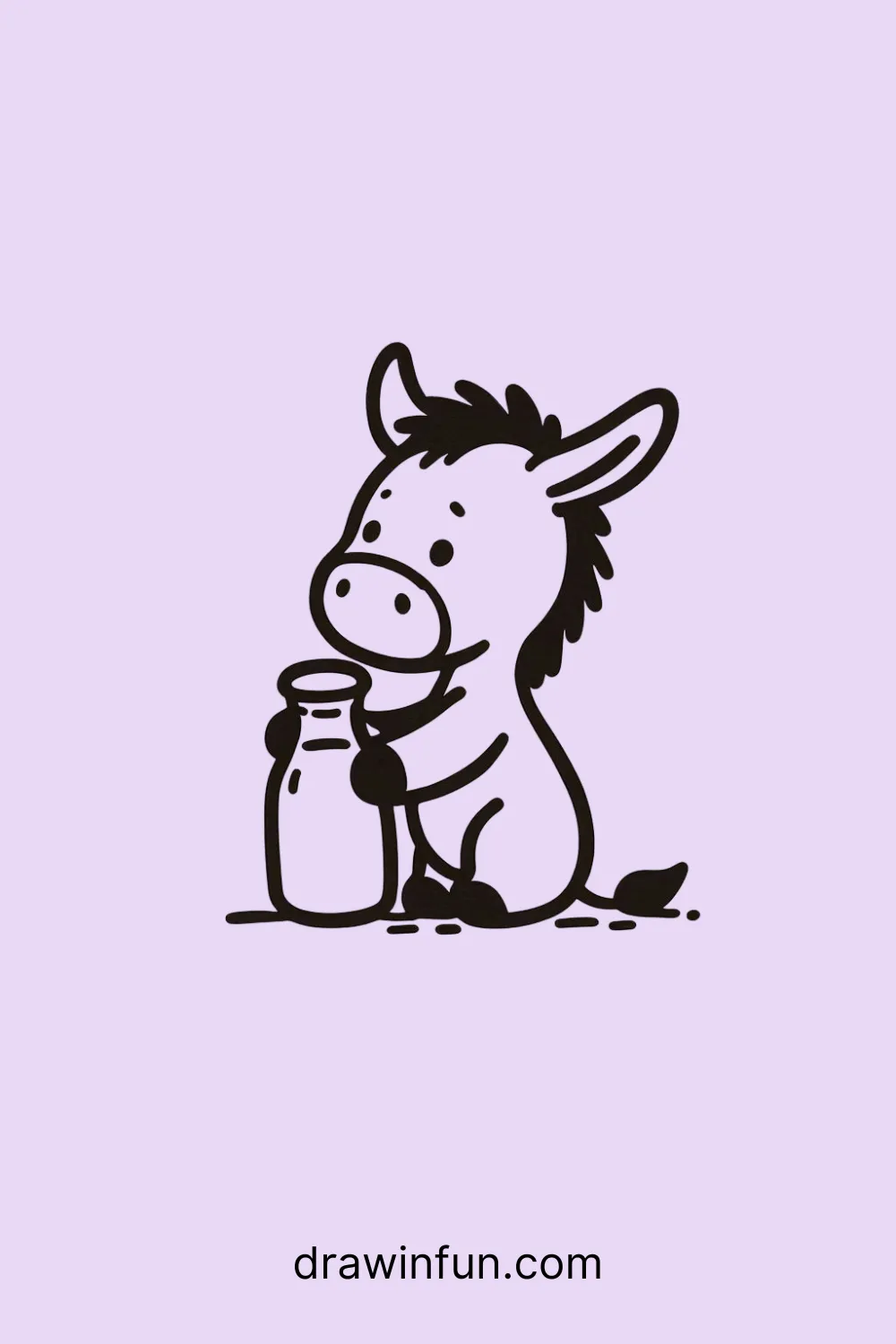 Donkey with a Milk Bottle easy drawing