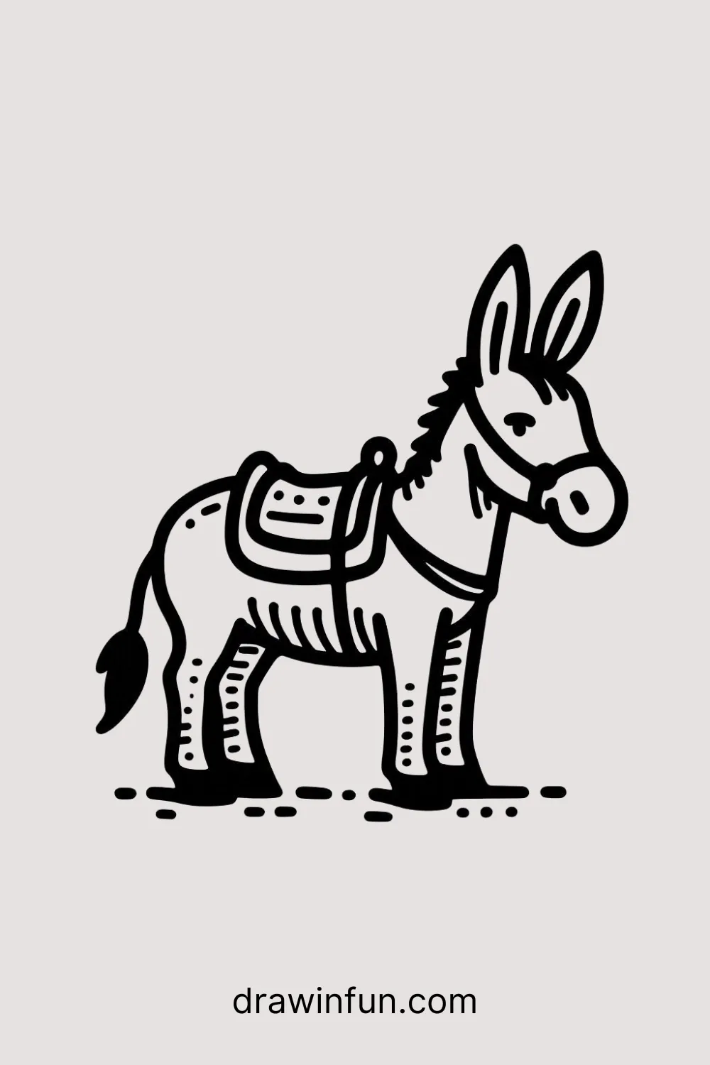 Donkey with a Saddle easy drawing