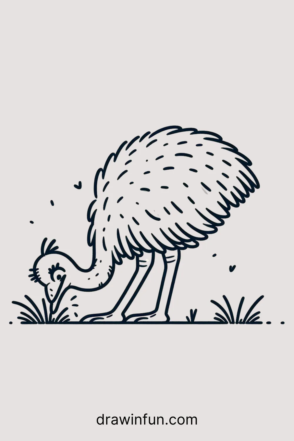 Emu Eating Grass easy drawing