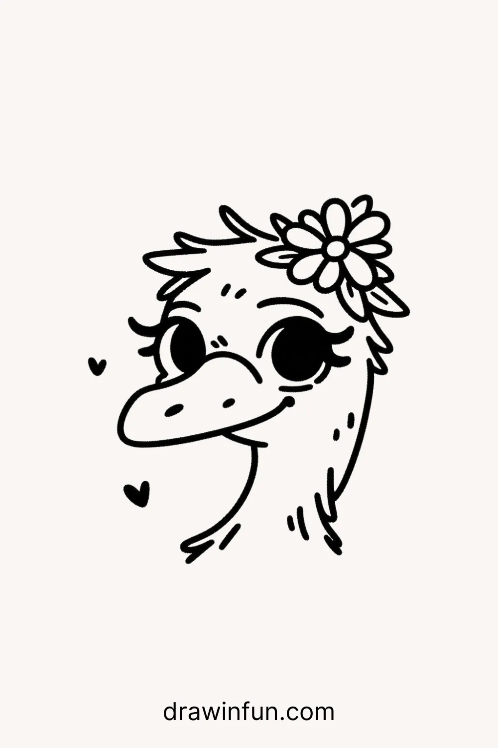 Emu with a Flower easy drawing easy drawing