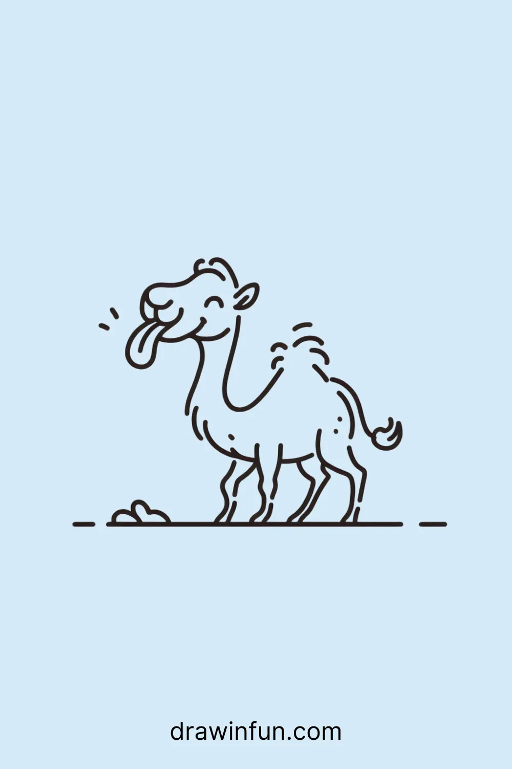 Playful camel sticking its tongue out easy drawing