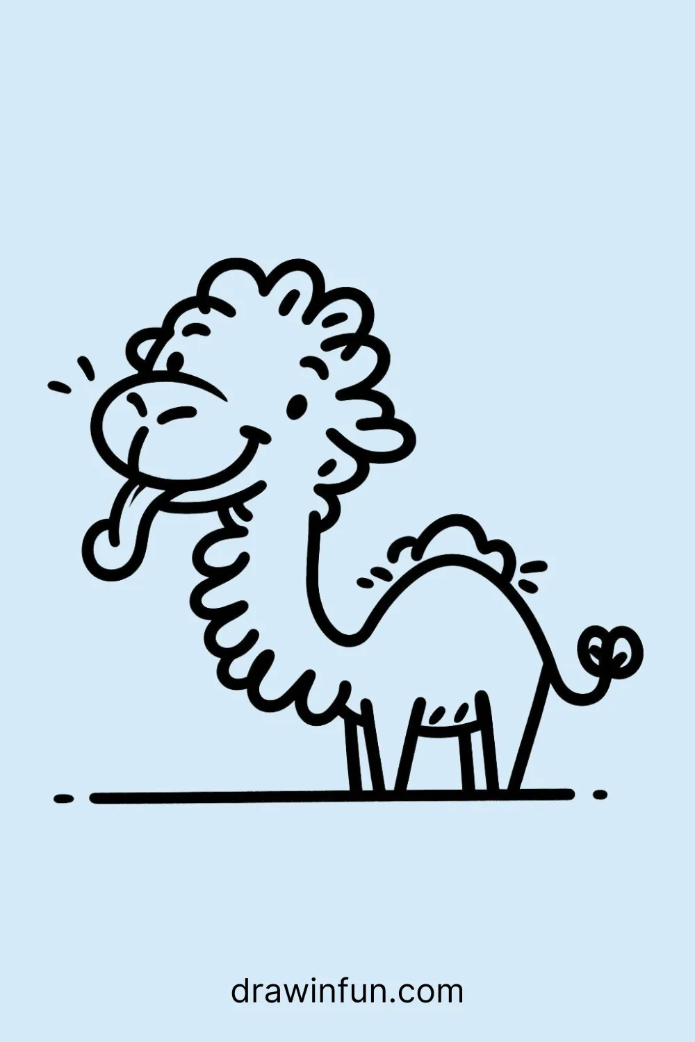 Playful camel sticking its tongue out easy drawing