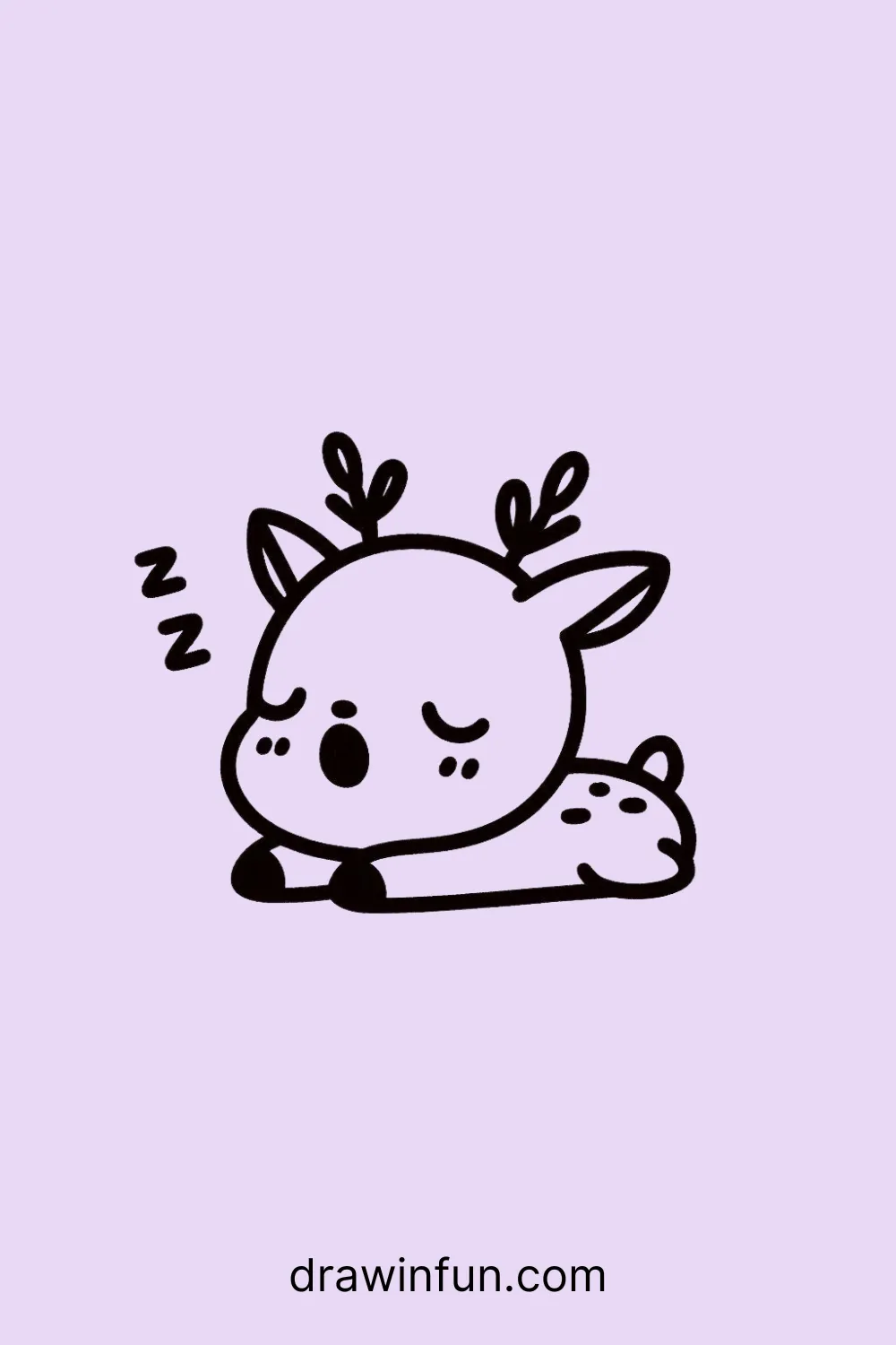 Sleepy deer with droopy eyelids and a little yawn easy drawing