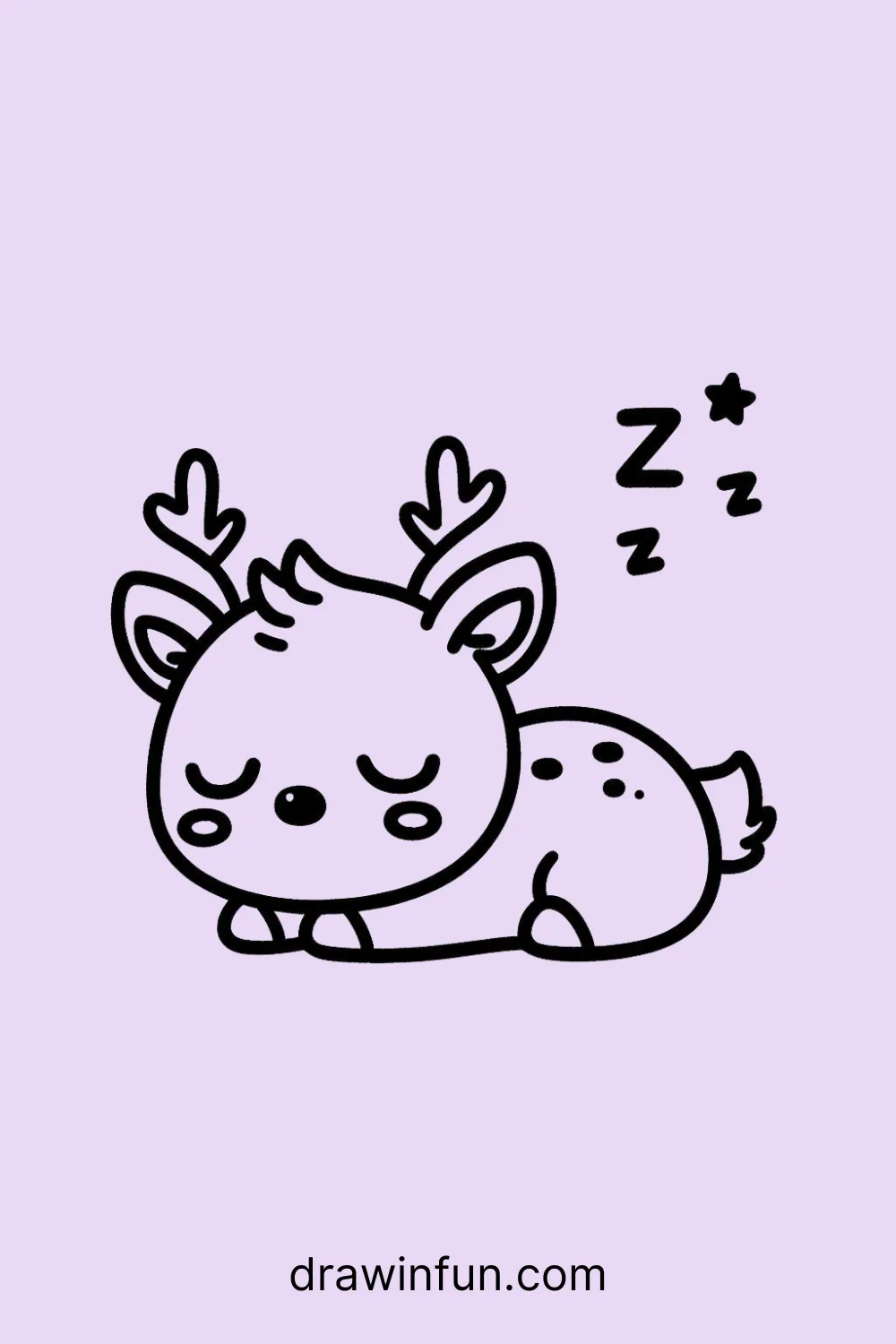 Sleepy deer with droopy eyelids and a little yawn easy drawing