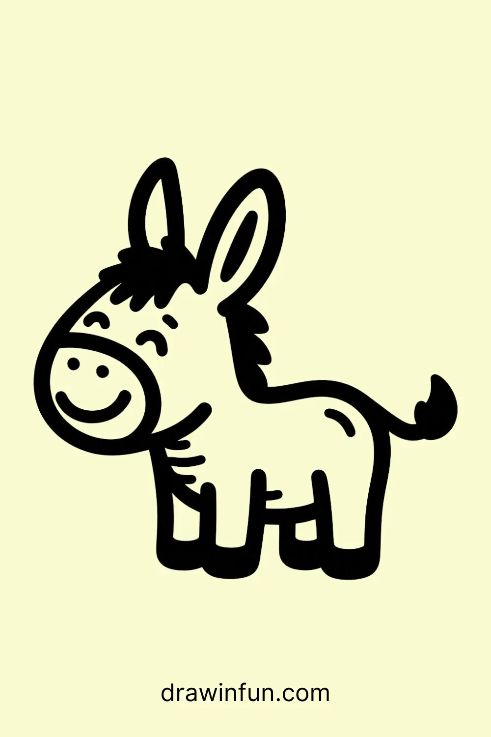 Smiling Donkey easy drawing