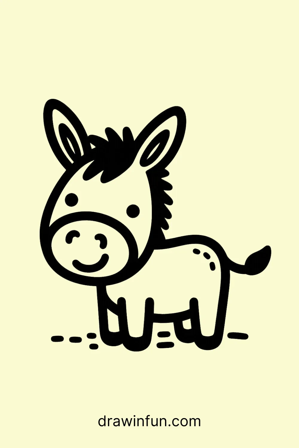 Smiling Donkey easy drawing