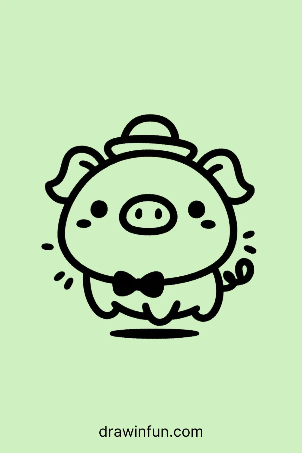 Boar with a tiny hat easy drawing