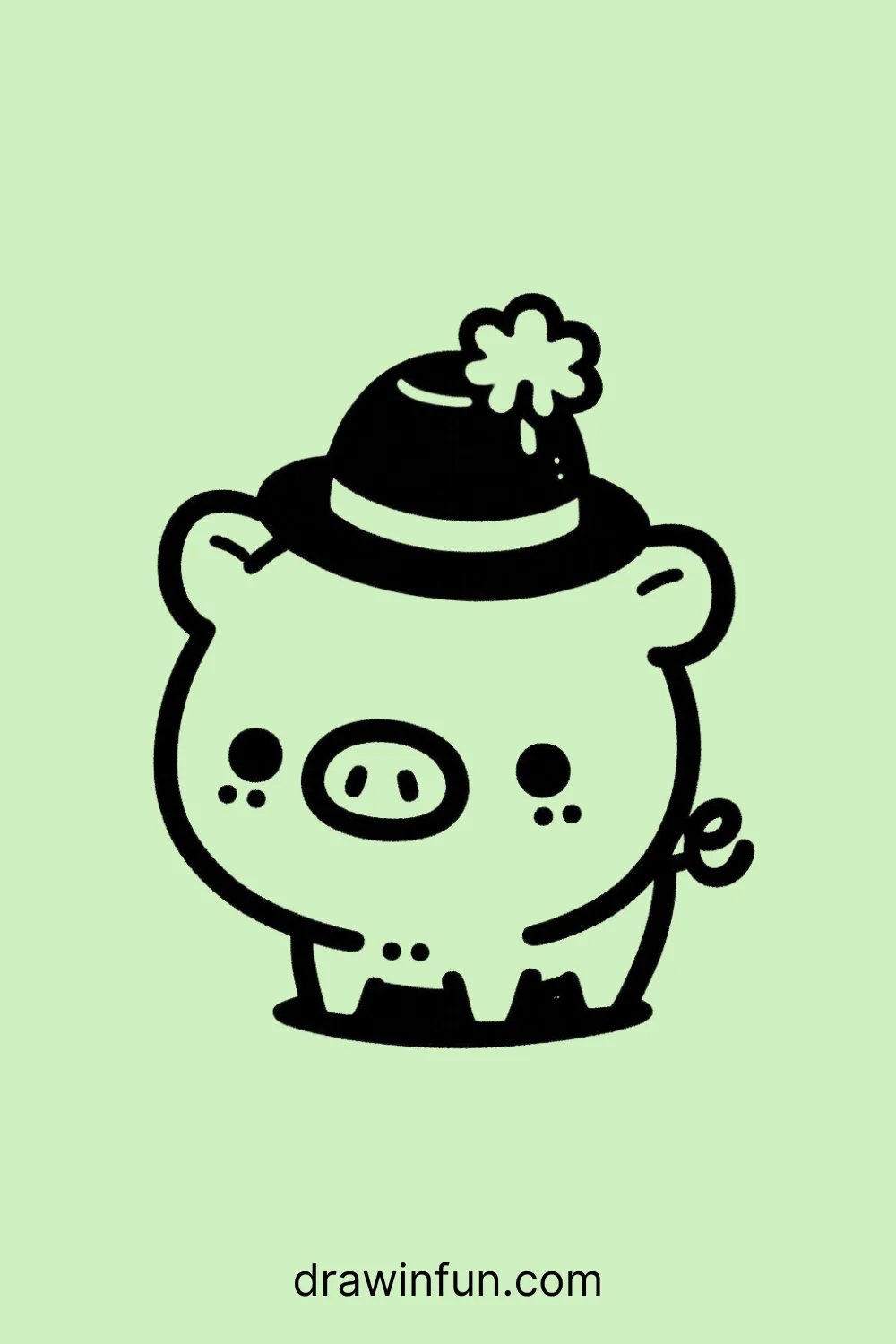 Boar with a tiny hat easy drawing