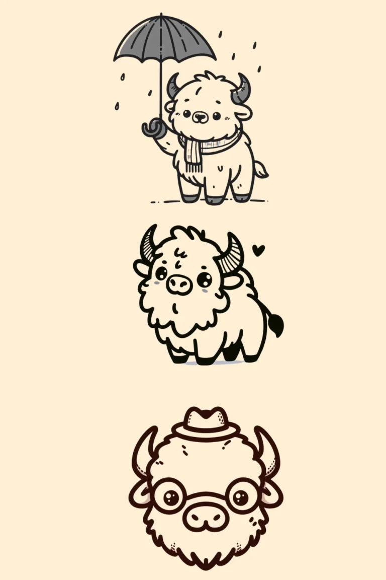 29+ Easy Cute Bison Drawing ideas