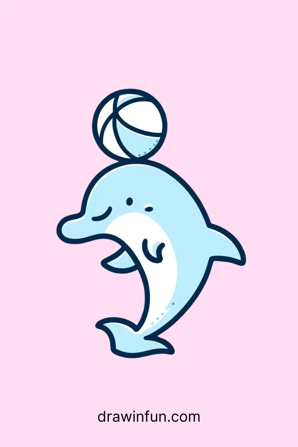 A dolphin balancing a ball on its nose easy drawing