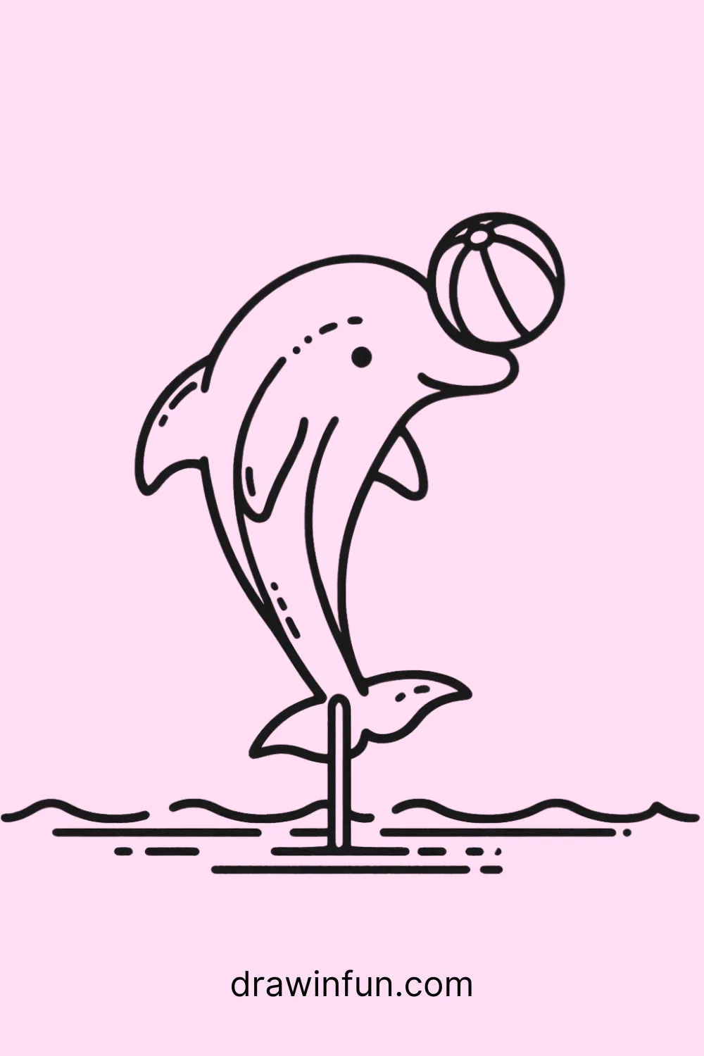 A dolphin balancing a ball on its nose easy drawing