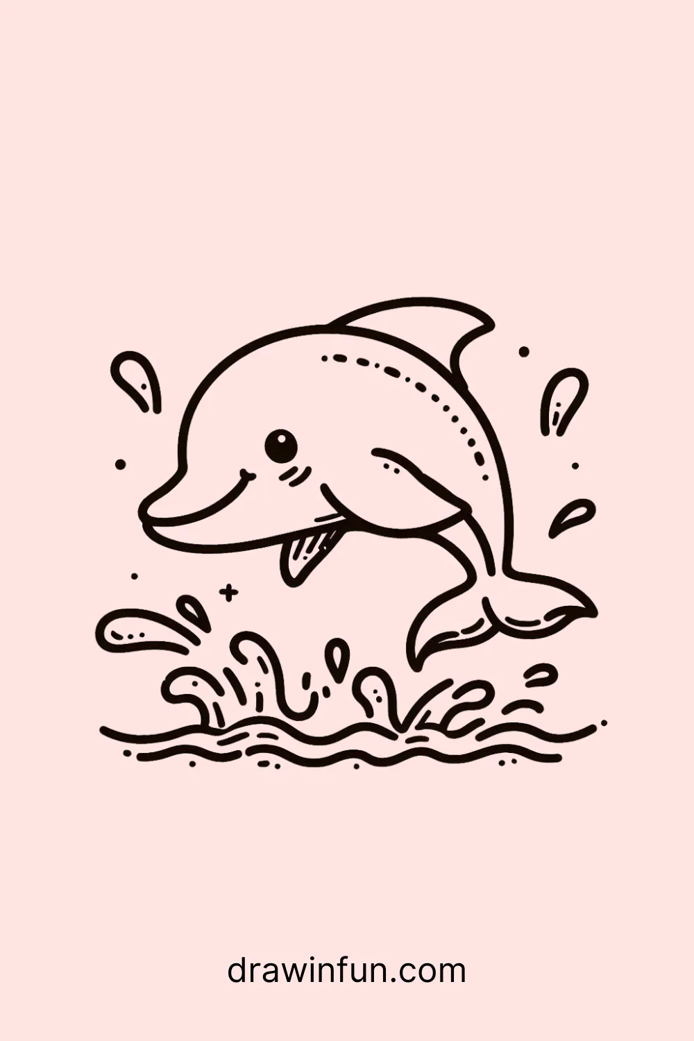 A dolphin splashing water playfully easy drawing