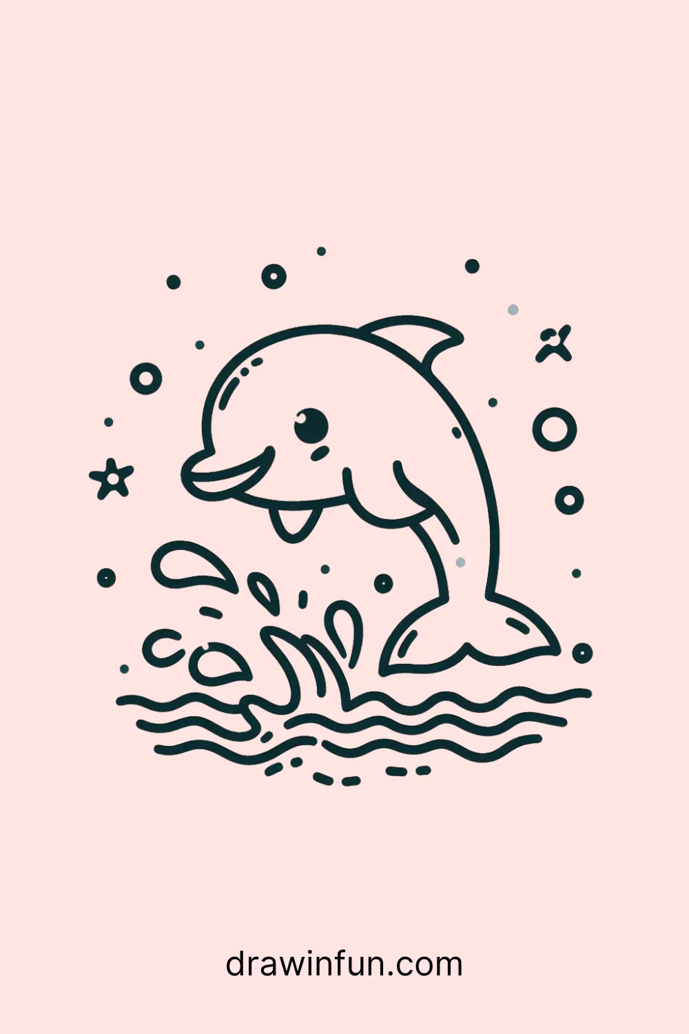 A dolphin splashing water playfully easy drawing