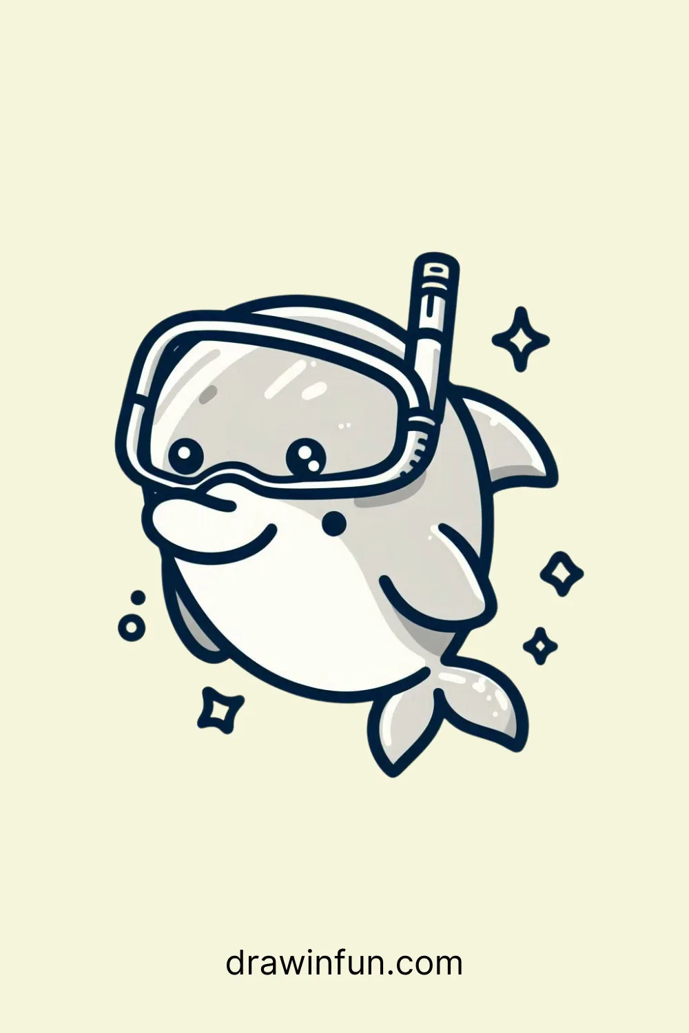 A dolphin wearing a snorkel easy drawing