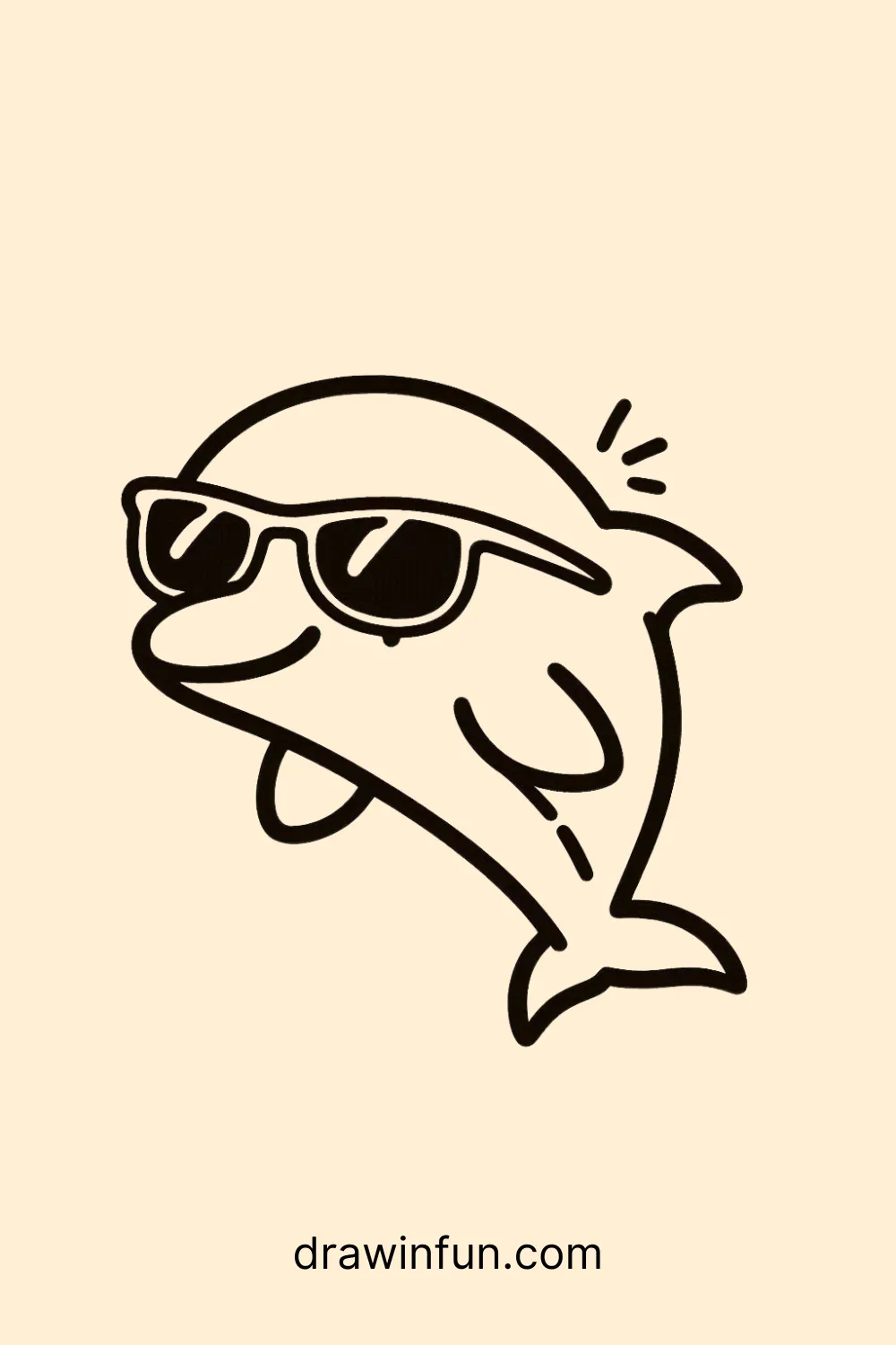 Dolphin with Sunglasses easy drawing