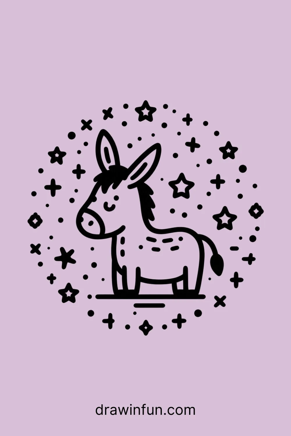 Donkey with Stars easy drawing