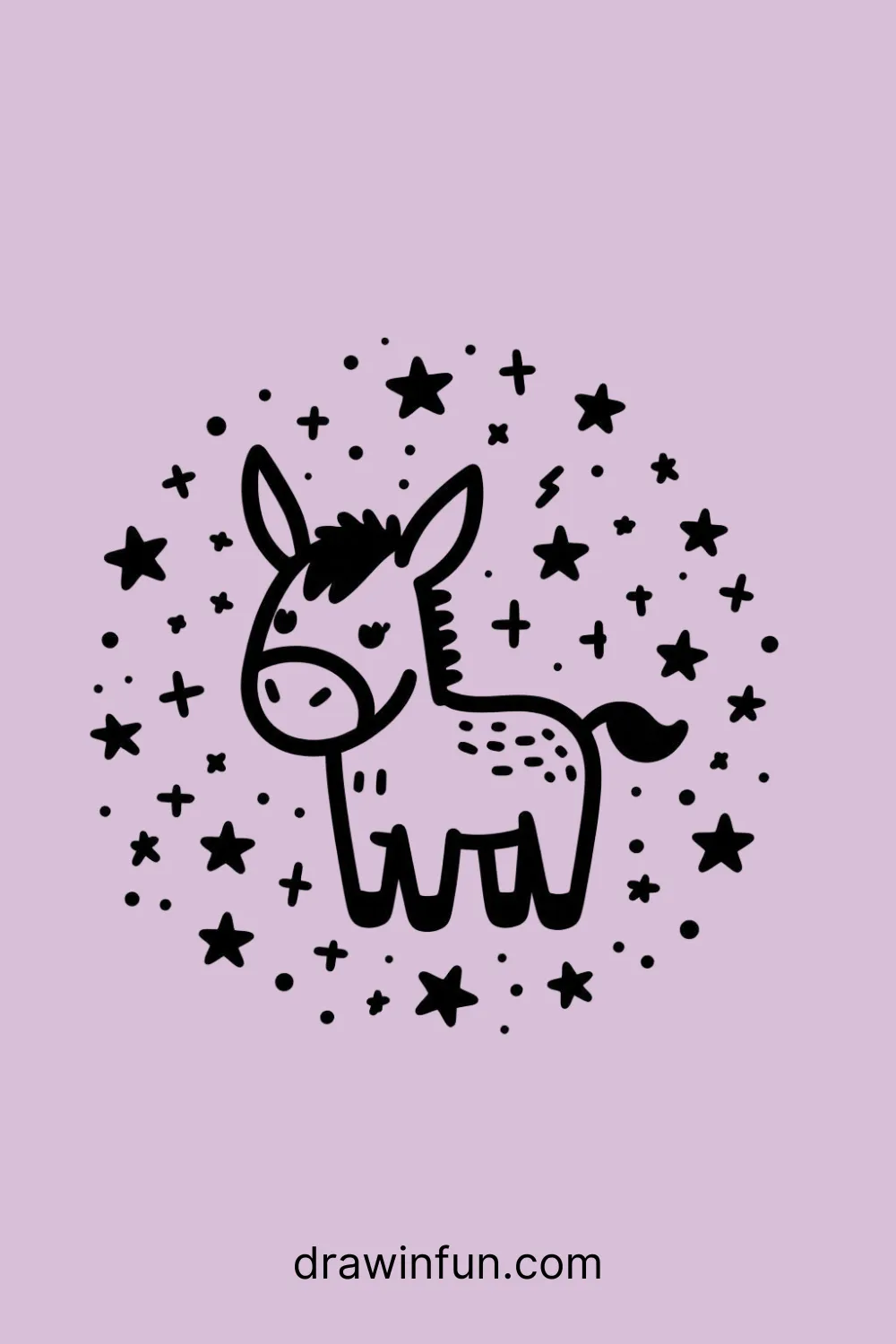 Donkey with Stars easy drawing