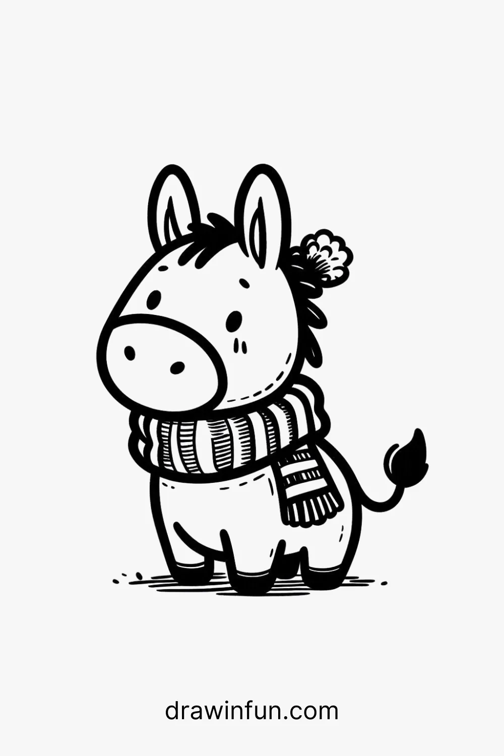 Donkey with a Scarf easy drawing