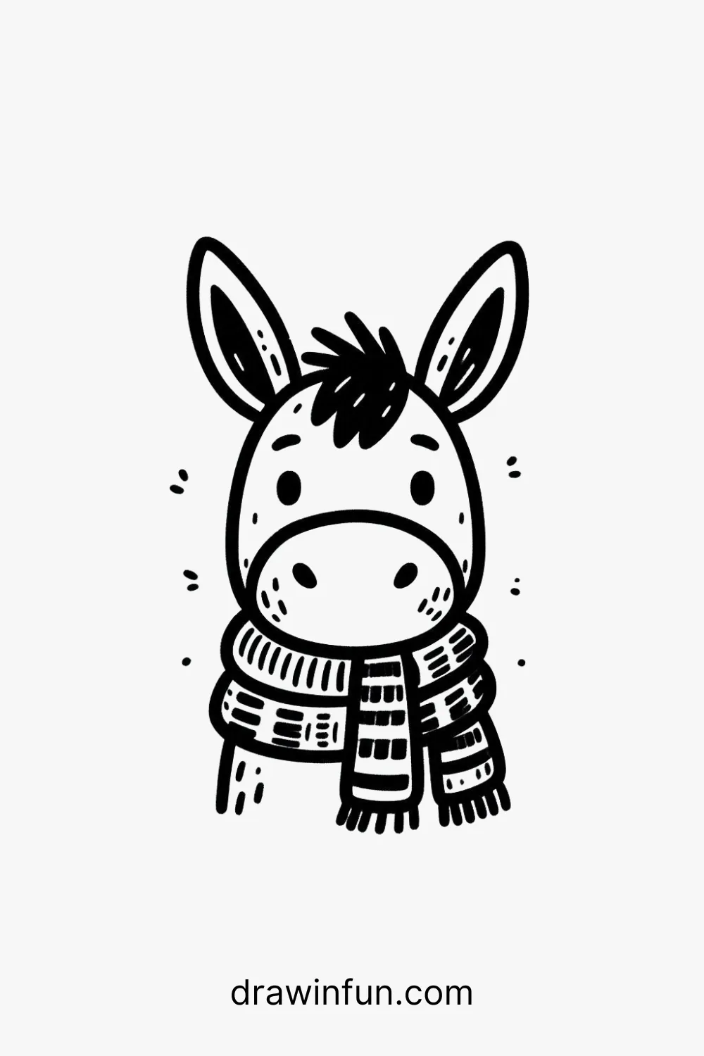 Donkey with a Scarf easy drawing