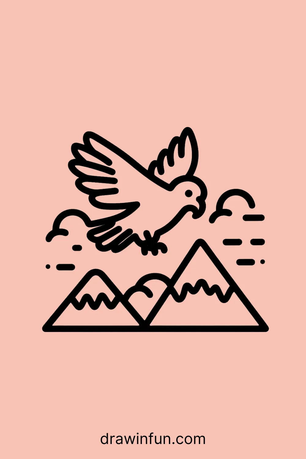 Eagle with a Mountain easy drawing