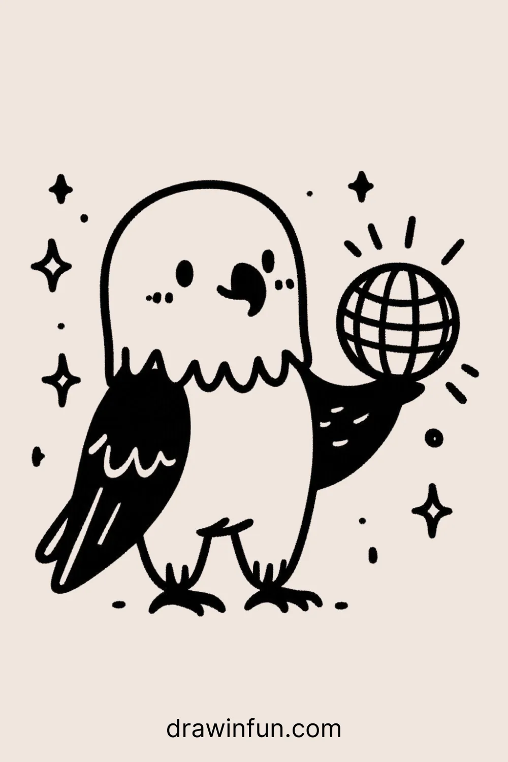 Eagle with a Globe easy drawing