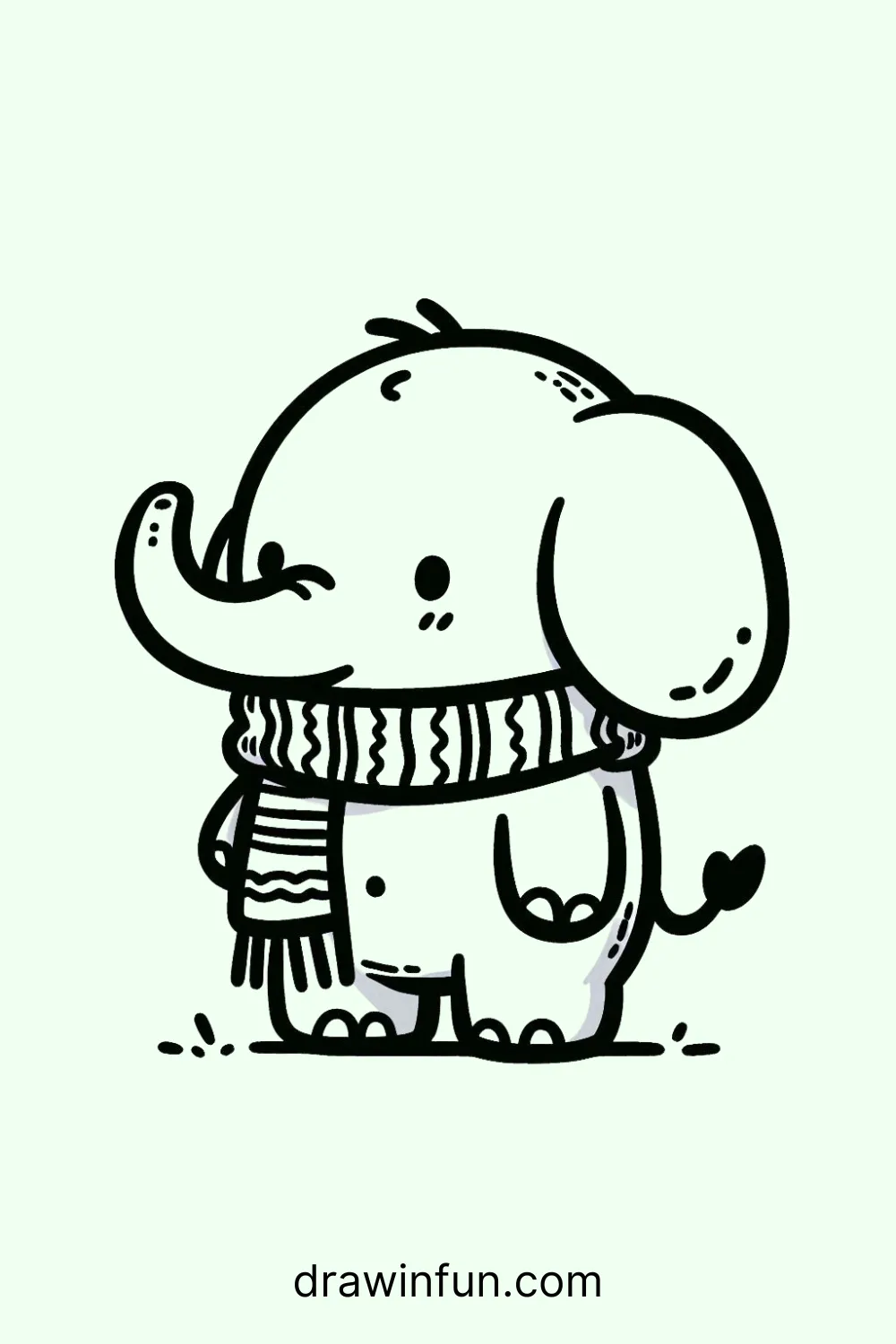 Elephant with a Scarf easy drawing