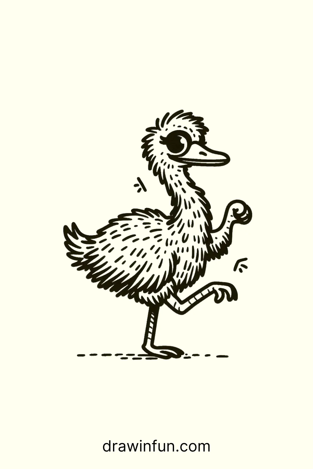 Emu Dancing easy drawing