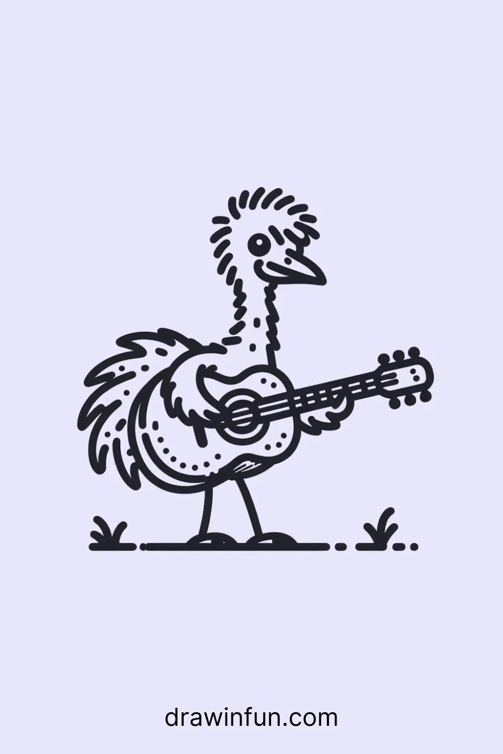 An emu playing a guitar easy drawing