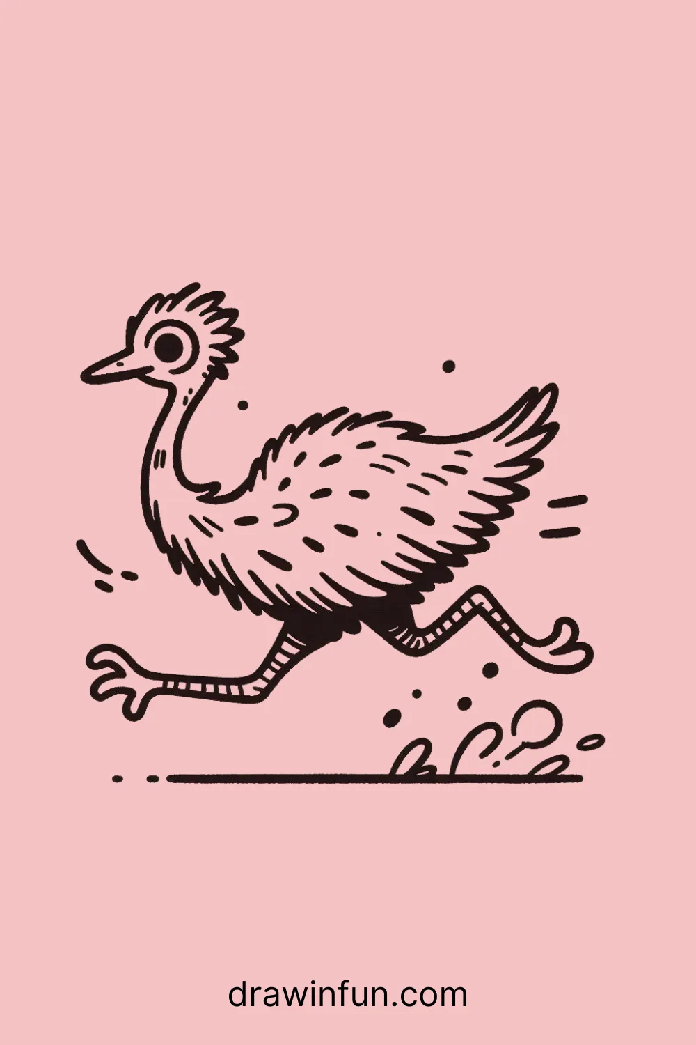 An emu running swiftly easy drawing