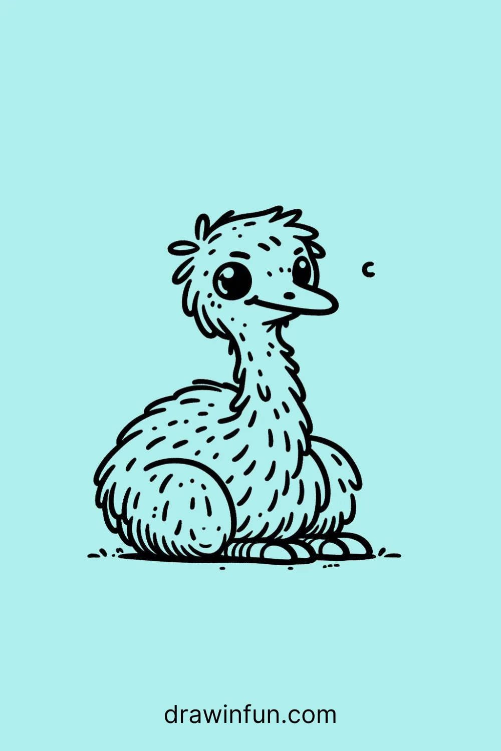 An emu sitting calmly easy drawing