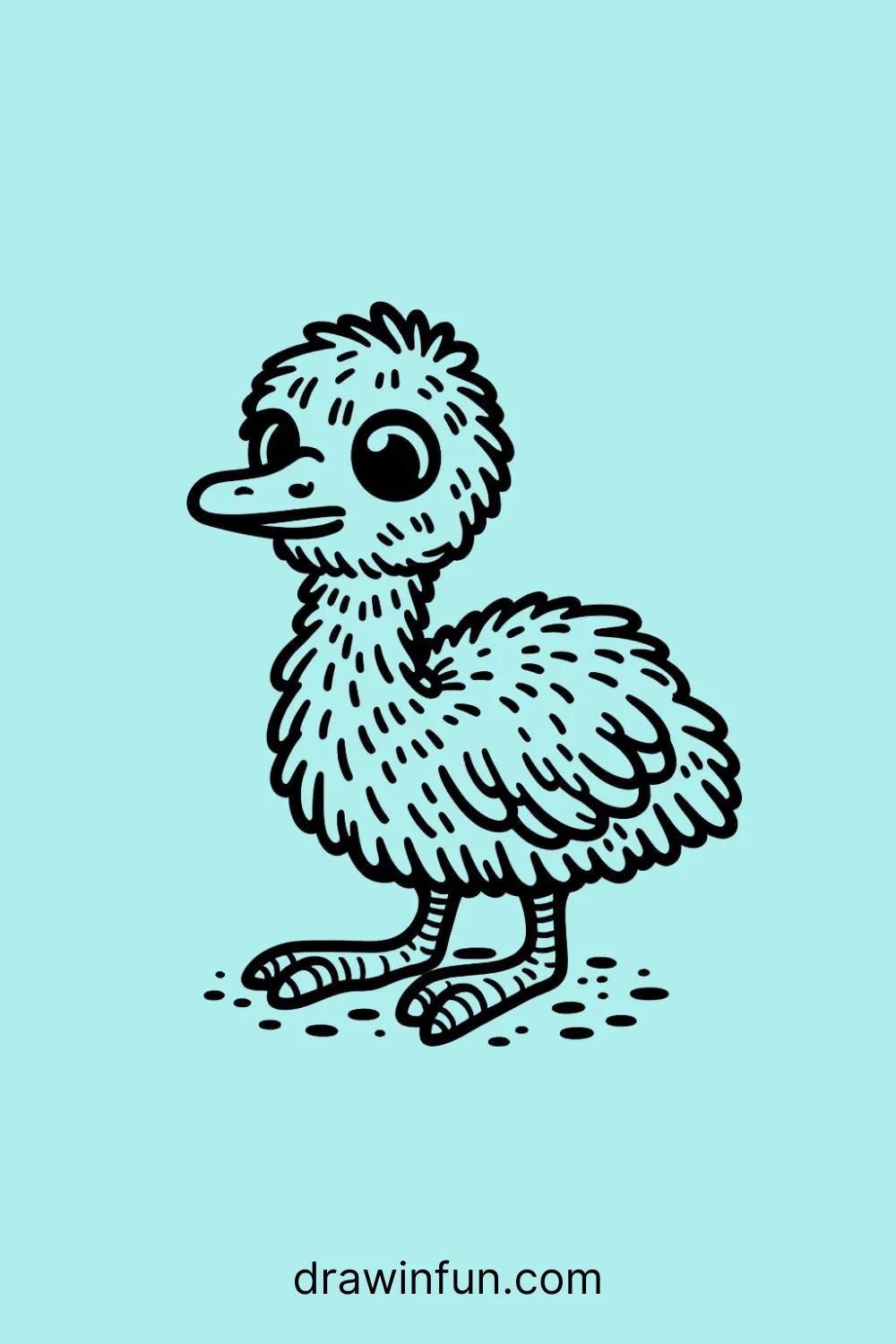 An emu sitting calmly easy drawing