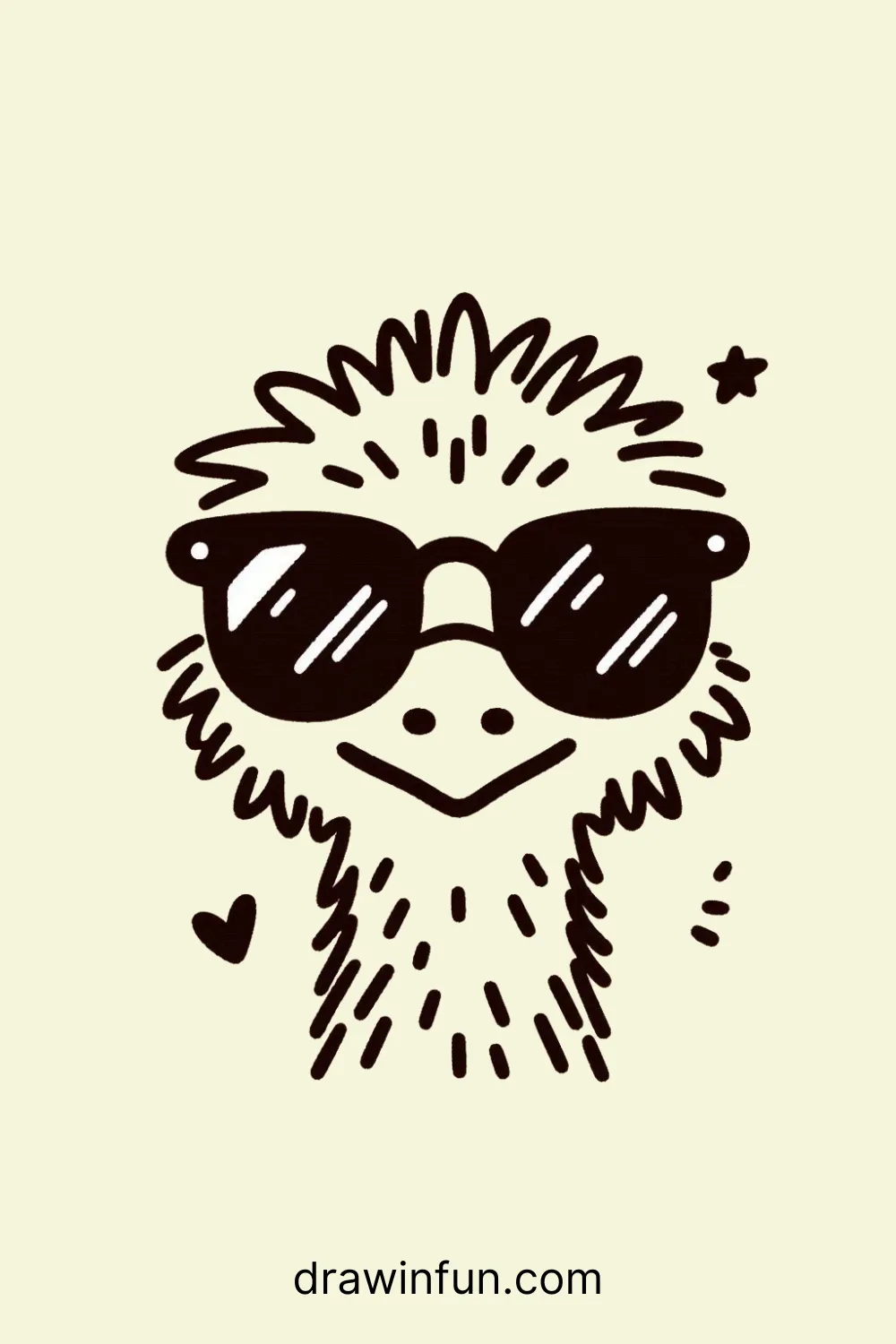 Emu with Sunglasses easy drawing