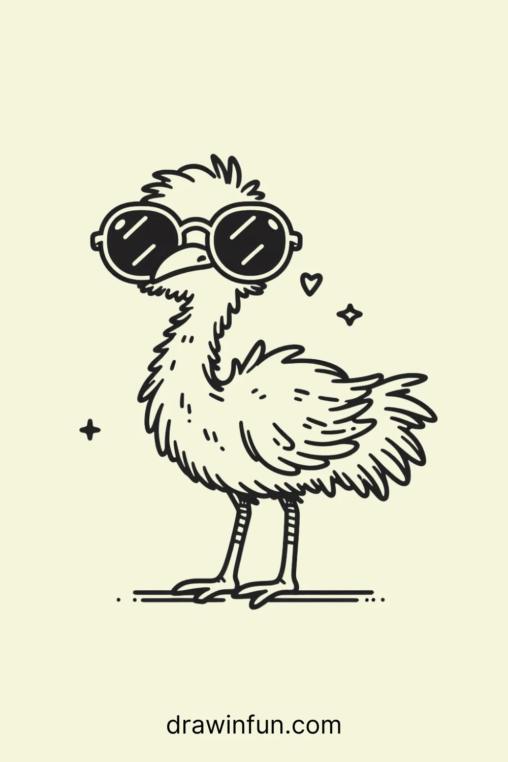 Emu with Sunglasses easy drawing