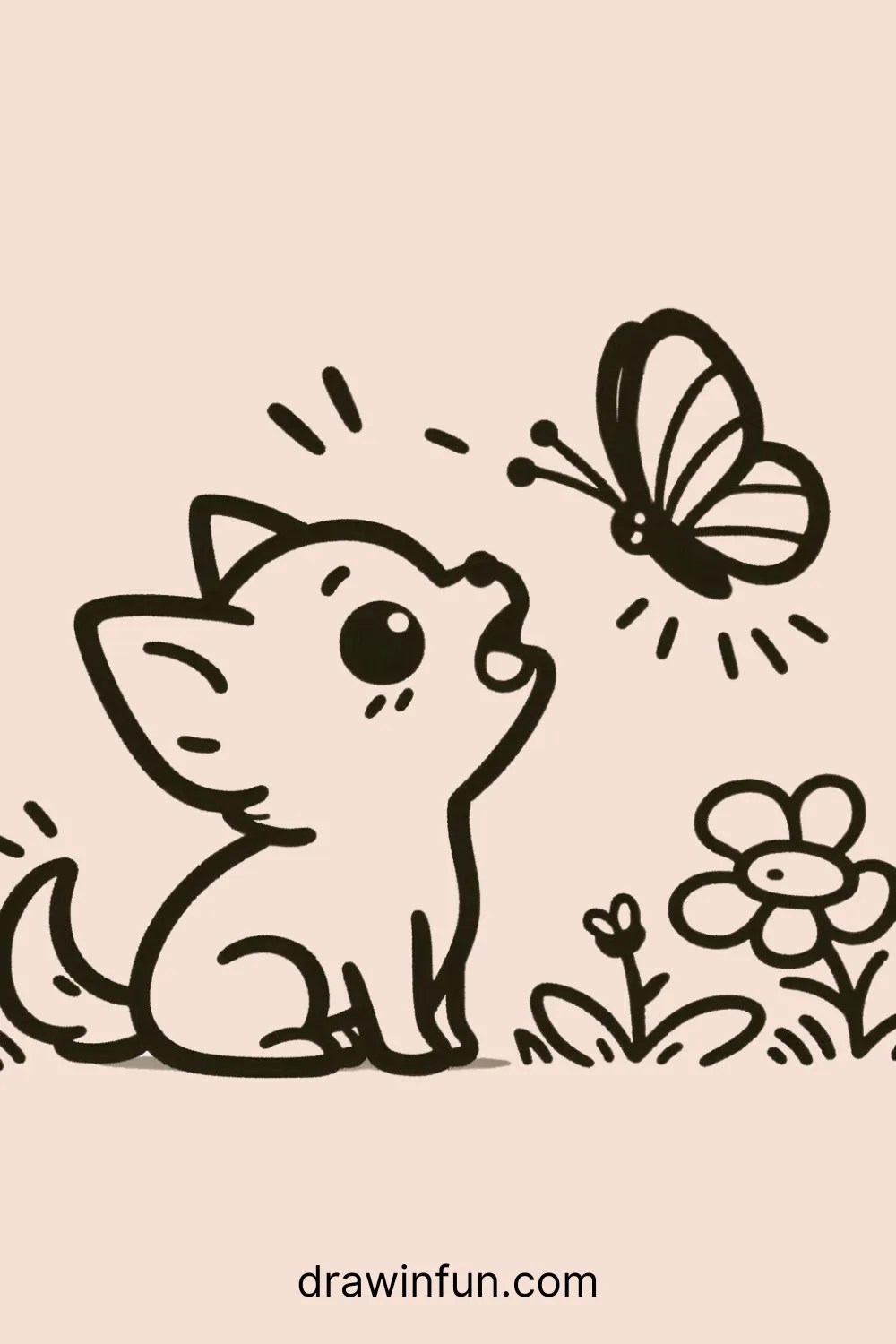 A Chihuahua barking at a butterfly easy drawing