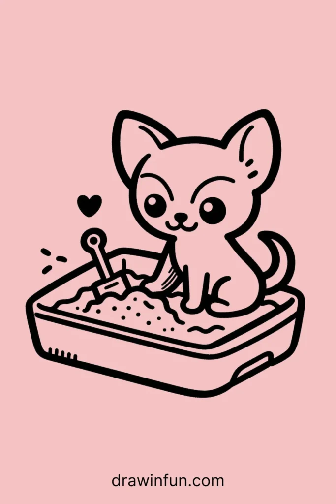 A Chihuahua digging in a sandbox easy drawing