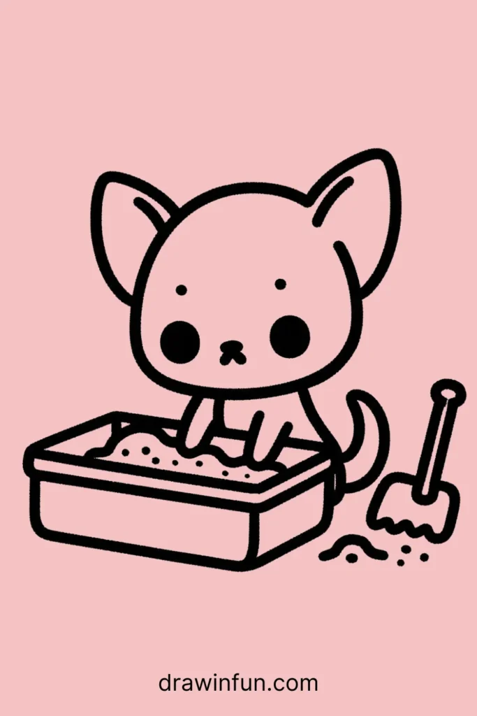 A Chihuahua digging in a sandbox easy drawing