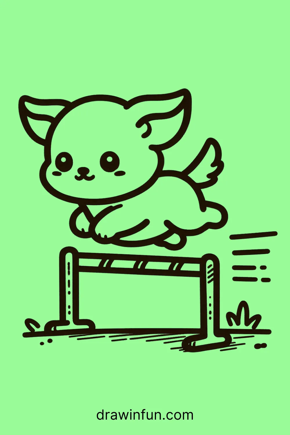 A Chihuahua jumping over a small hurdle easy drawing