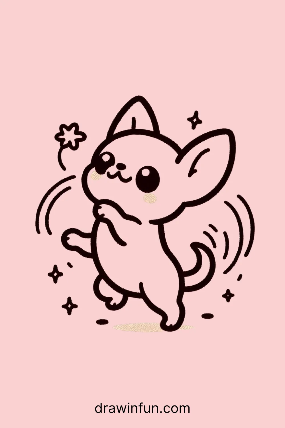 A Chihuahua playfully chasing its tail easy drawing