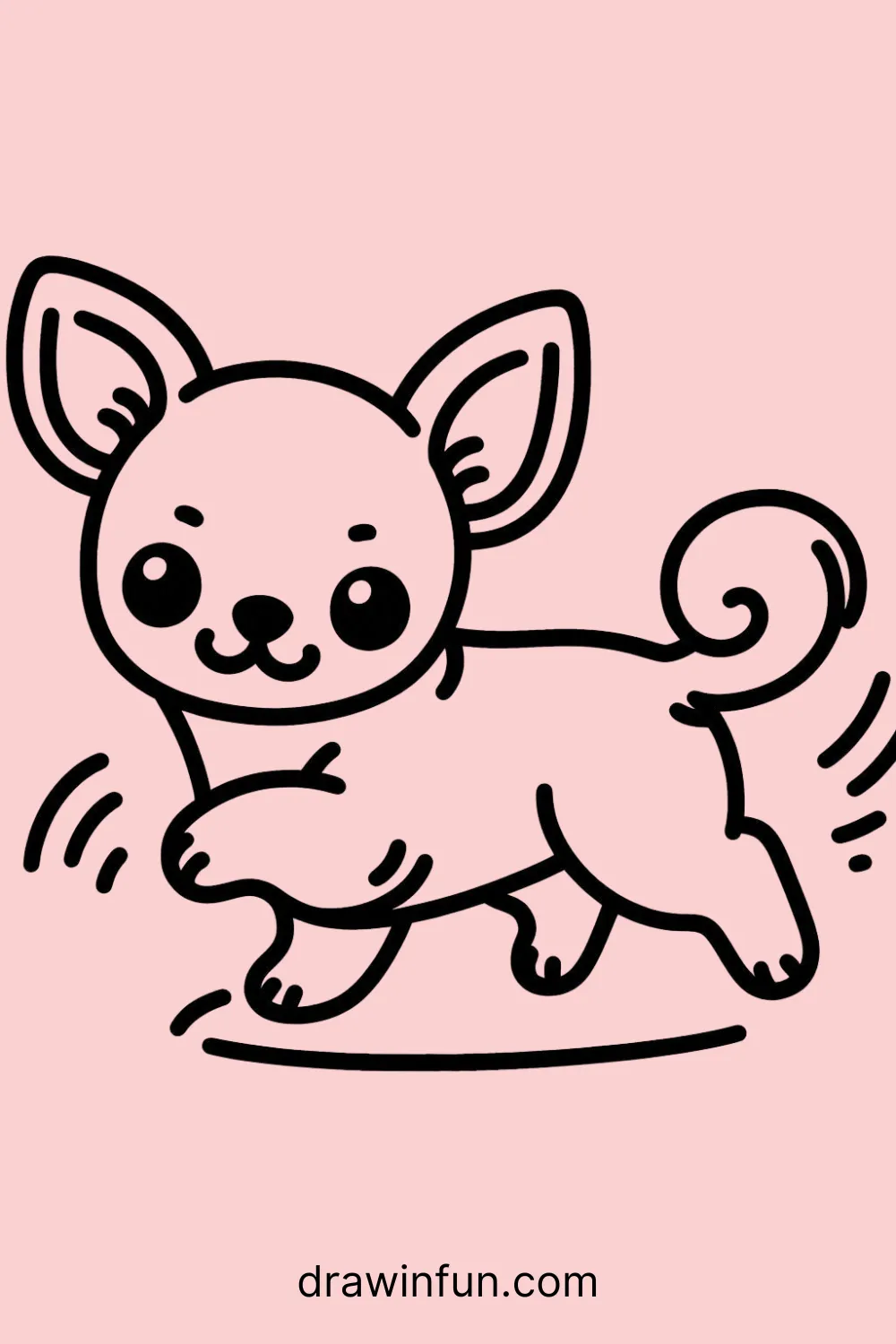 A Chihuahua playfully chasing its tail easy drawing