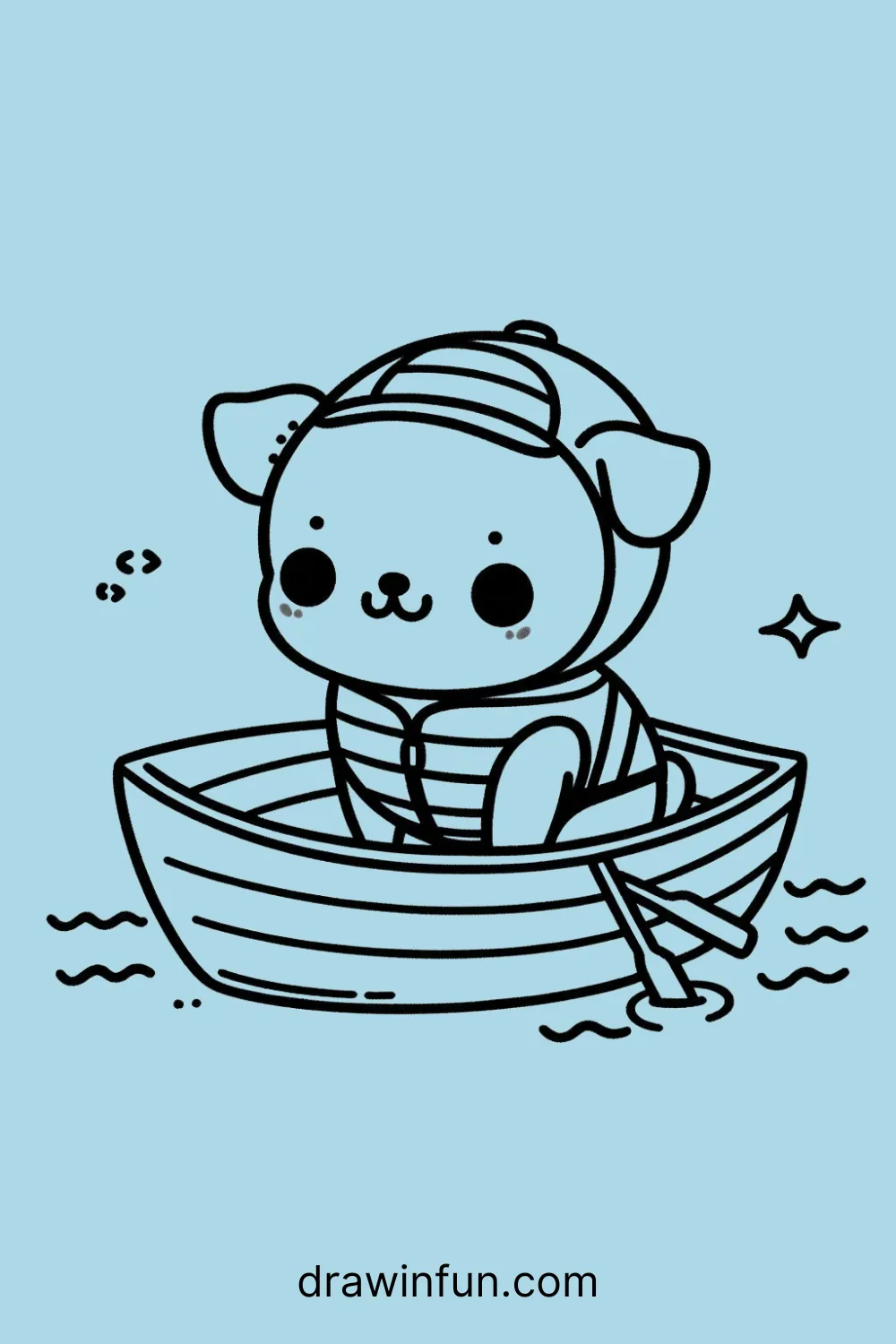 A Chihuahua sitting in a small boat easy drawing