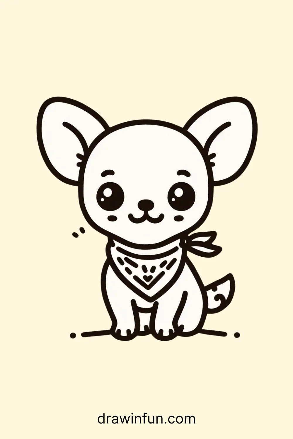 A Chihuahua wearing a small bandana easy drawing