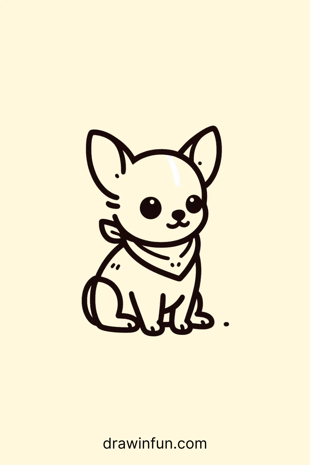 A Chihuahua wearing a small bandana easy drawing