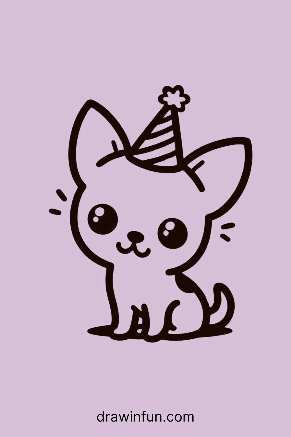 A Chihuahua wearing a small party hat easy drawing