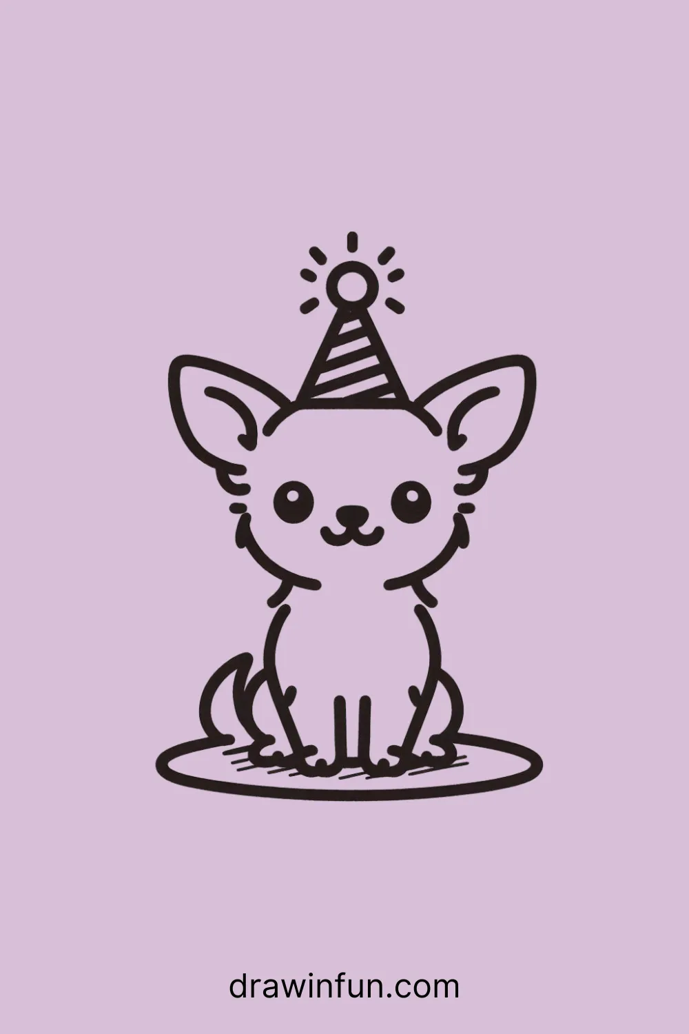 A Chihuahua wearing a small party hat easy drawing