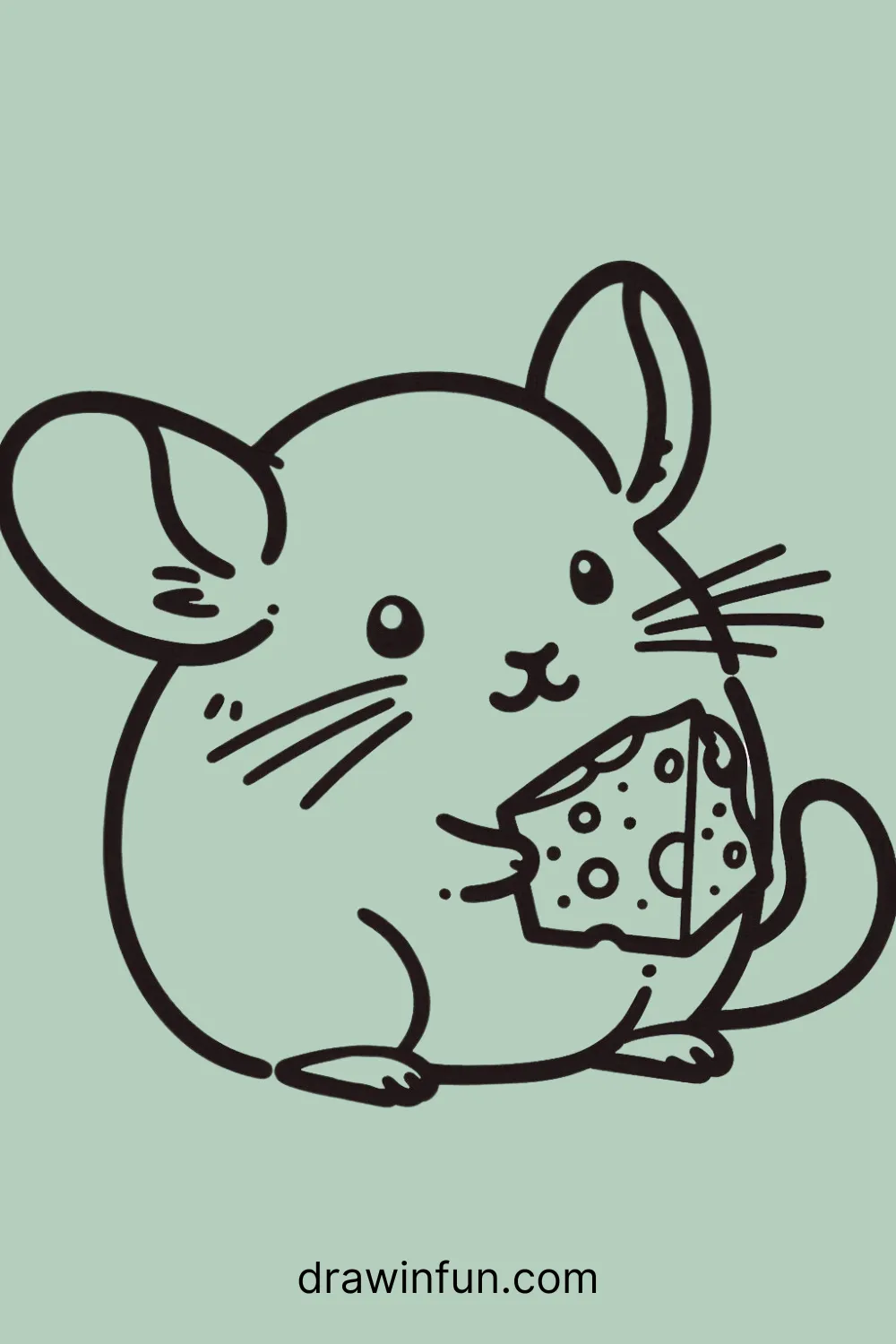 A chinchilla holding a small piece of cheese easy drawing