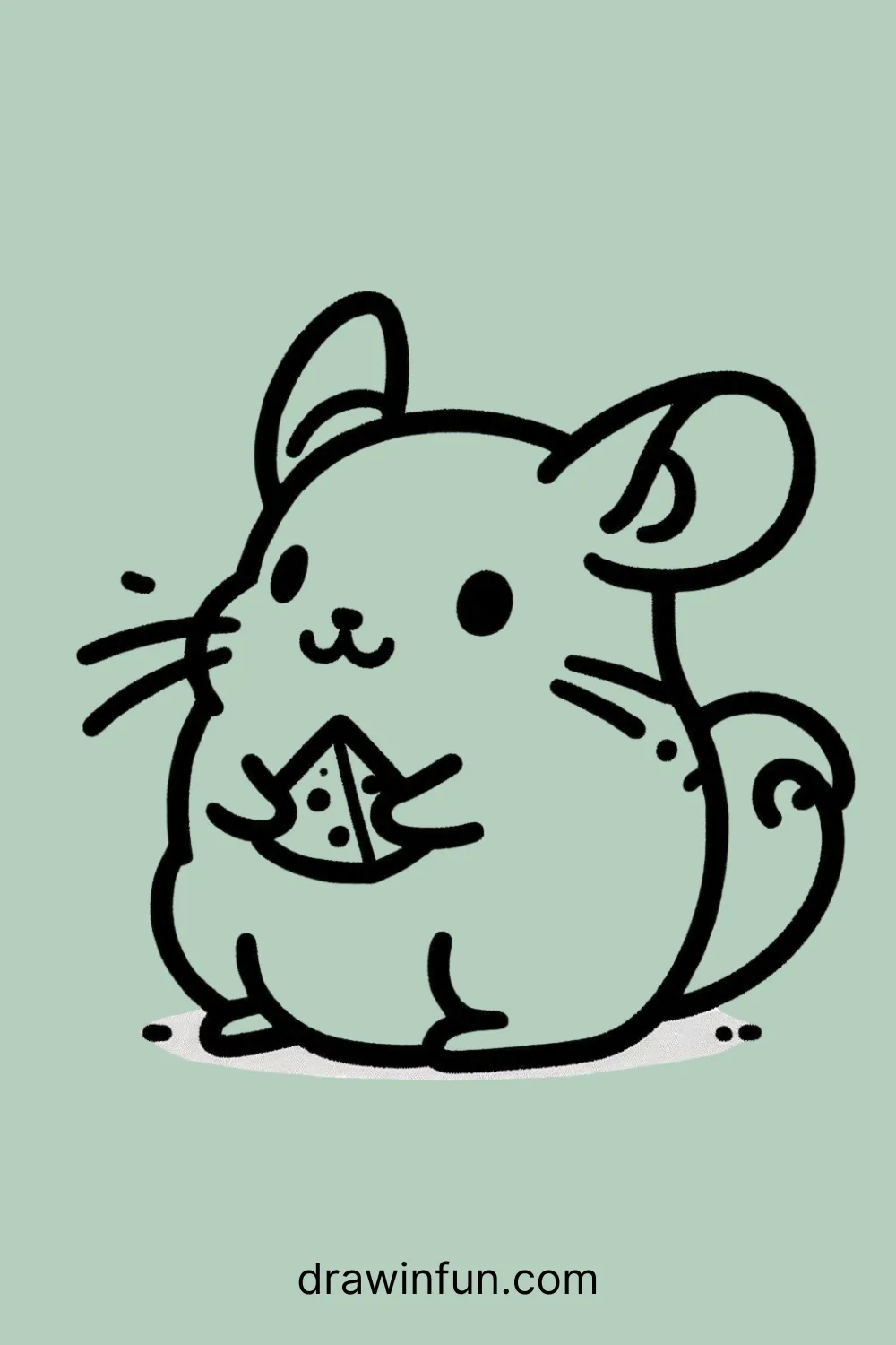 A chinchilla holding a small piece of cheese easy drawing