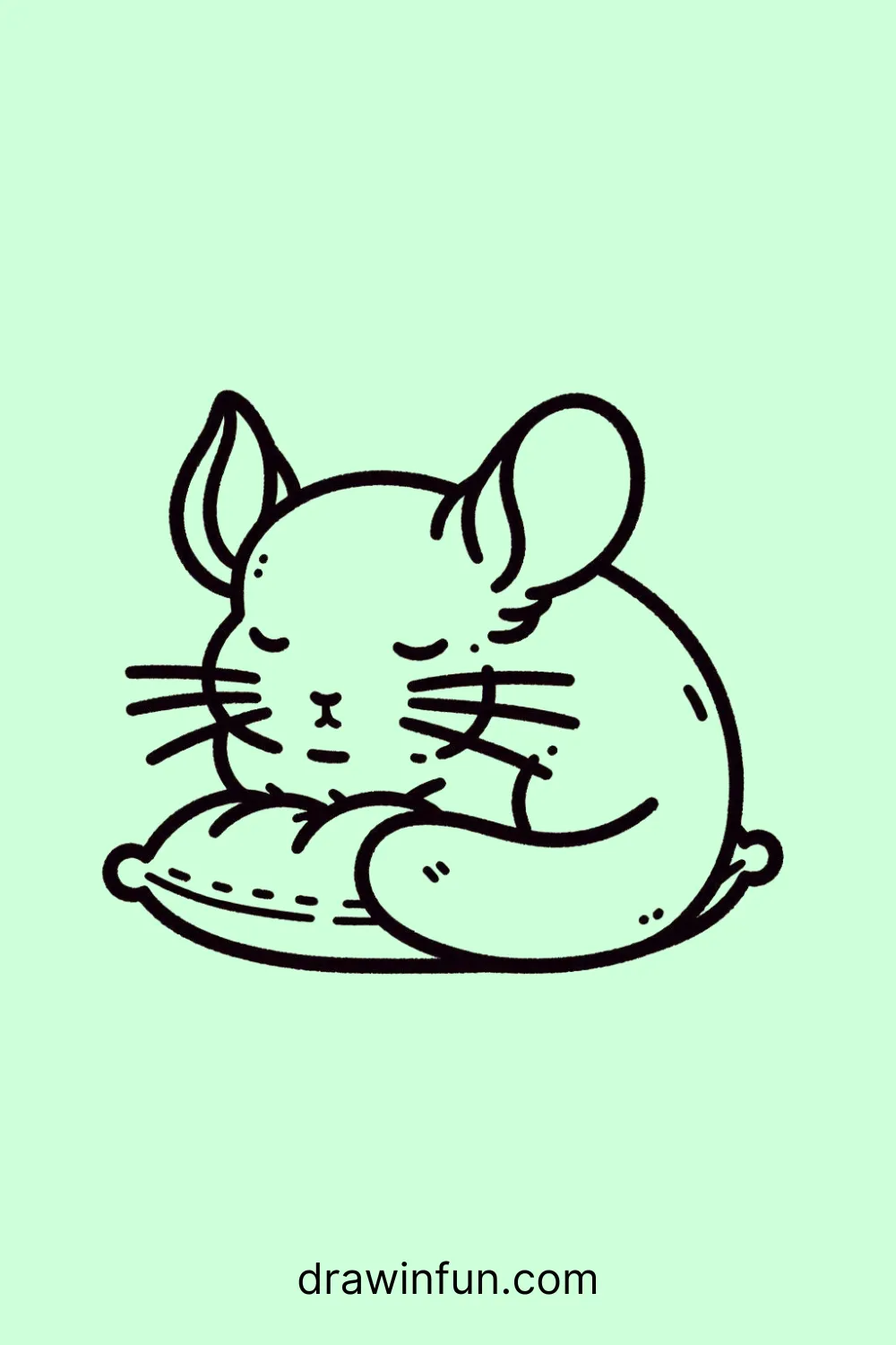 A chinchilla resting on a small pillow easy drawing