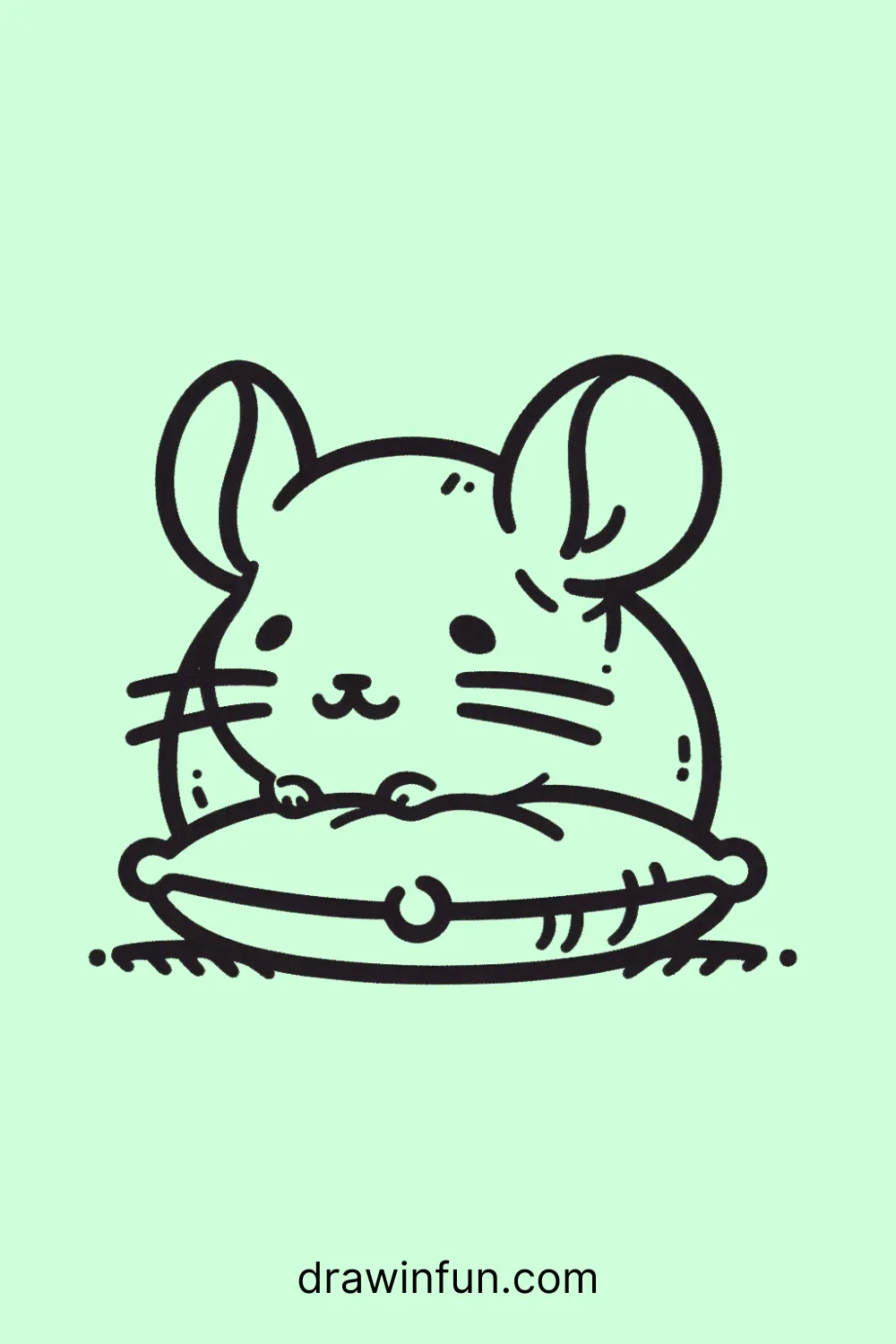 A chinchilla resting on a small pillow easy drawing