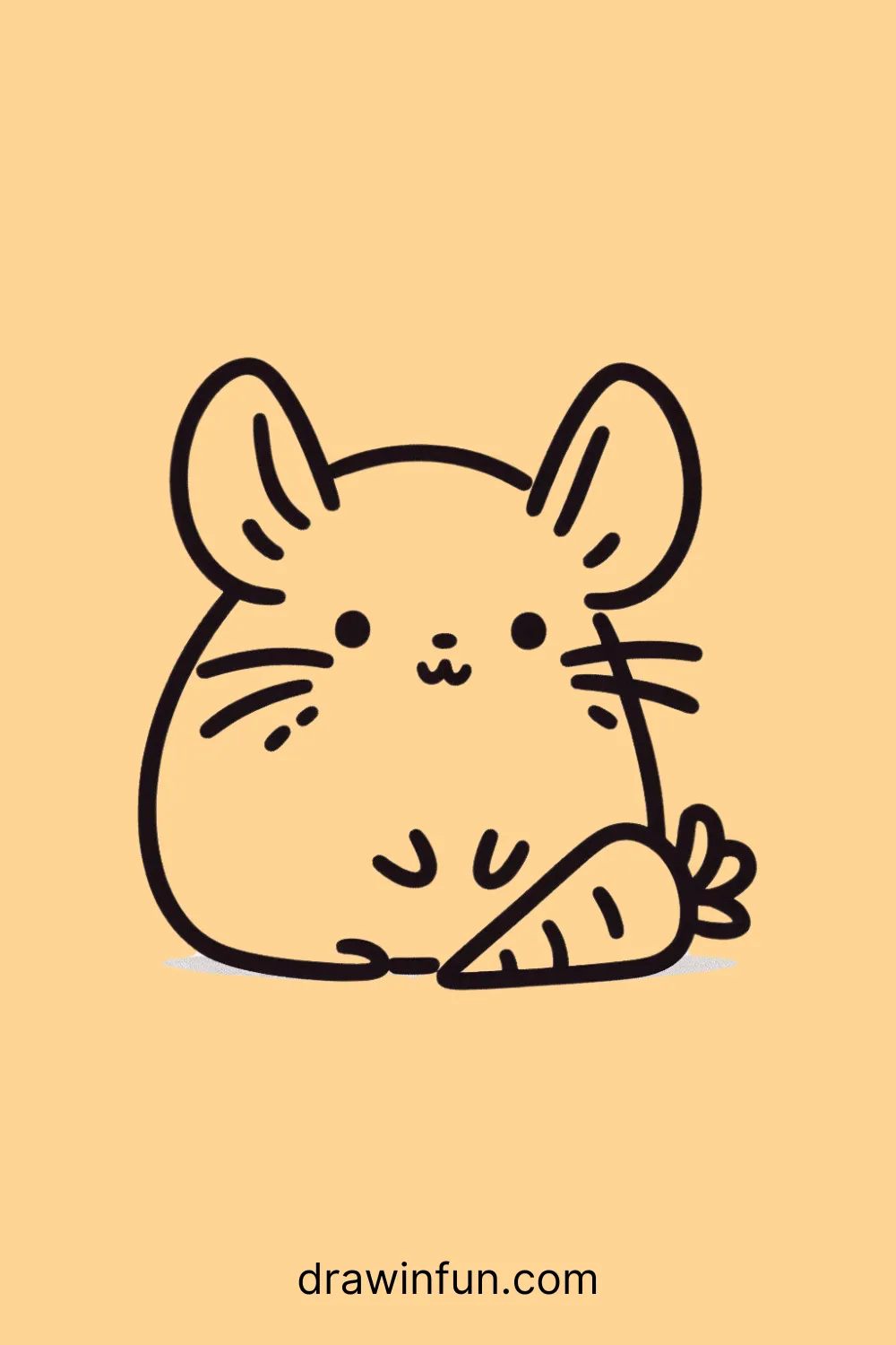 A chinchilla sitting with a small carrot easy drawing